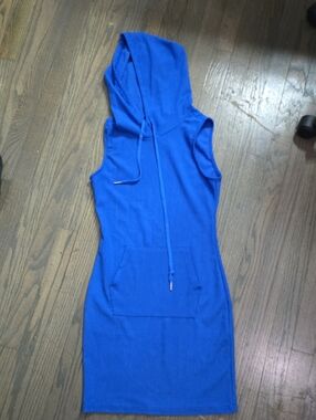 SHEIN Electric Blue Sleeveless Hooded Mini Dress